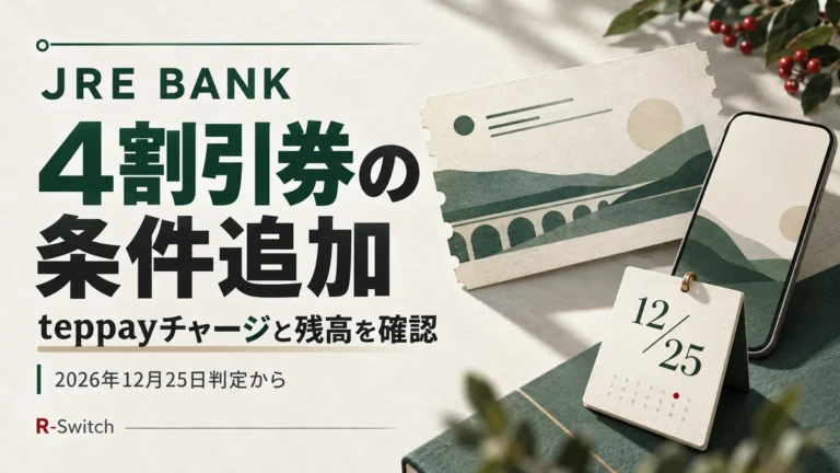 JRE BANKの4割引券、12月25日判定から何が変わる?teppayチャージ条件を整理