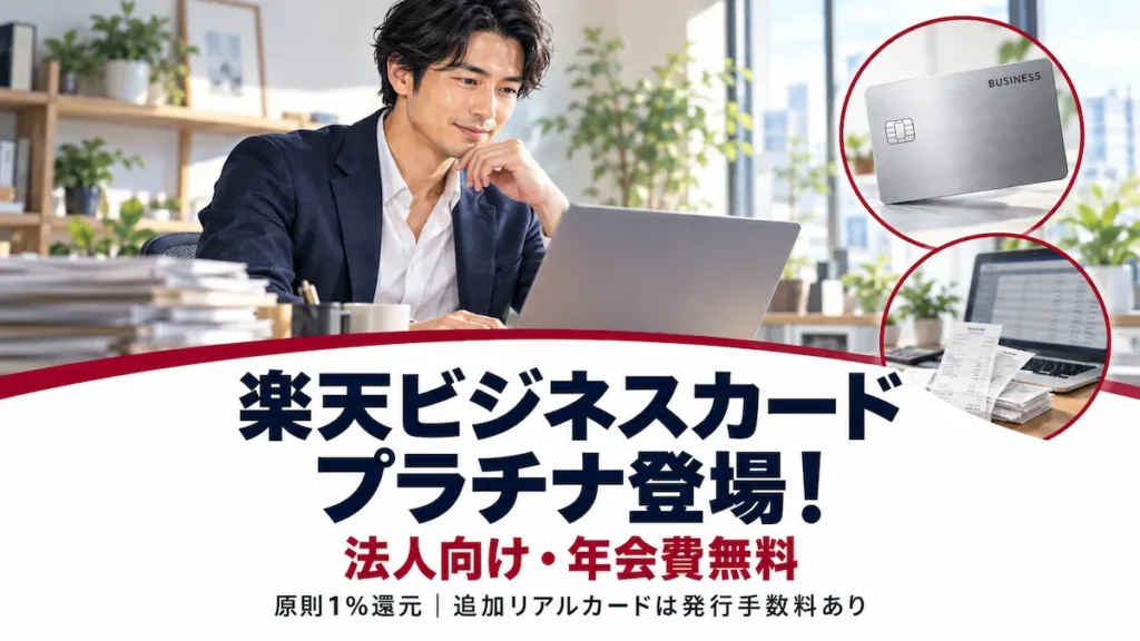 楽天ビジネスカードプラチナの法人向けサービスと年会費無料の案内