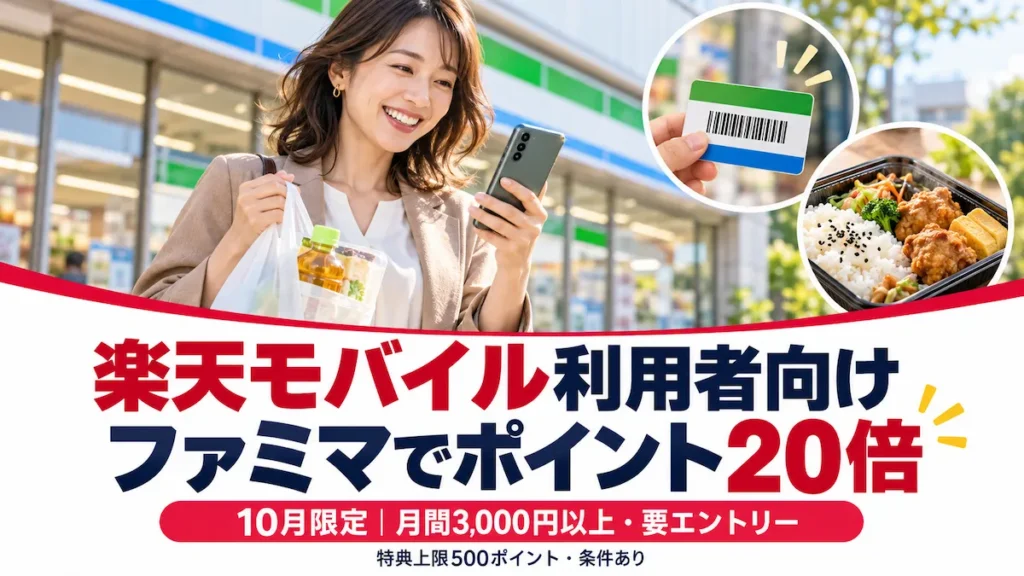 楽天モバイル利用者向けファミリーマートでポイント20倍キャンペーンの案内