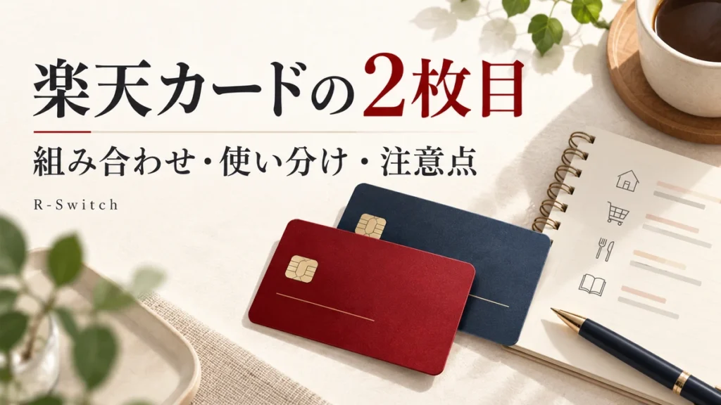 楽天カードの2枚目の組み合わせ・使い分け・注意点を紹介するアイキャッチ